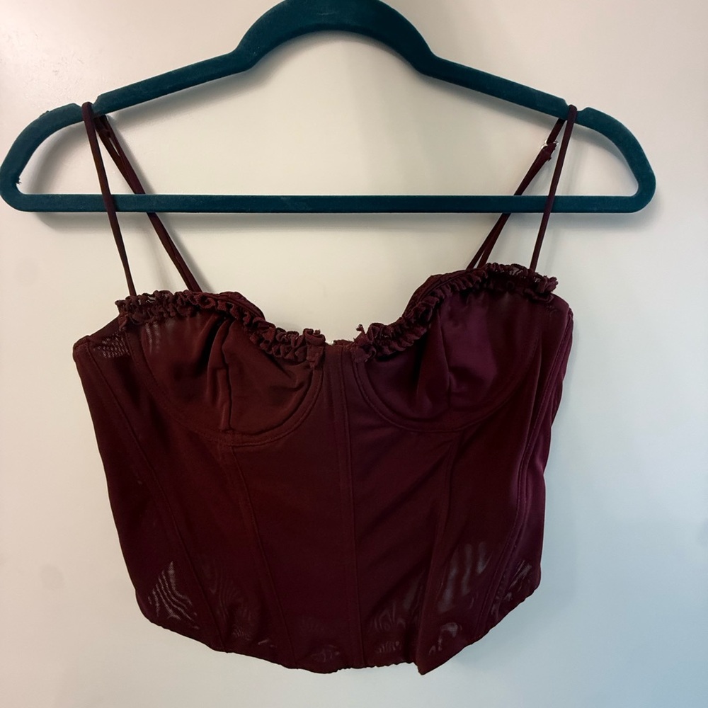 White Fox Boutique Burgundy Corset Top